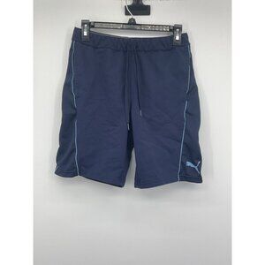 Puma Boys Navy Blue Athletic Shorts Size S With Drawstring & Side Mesh Panels